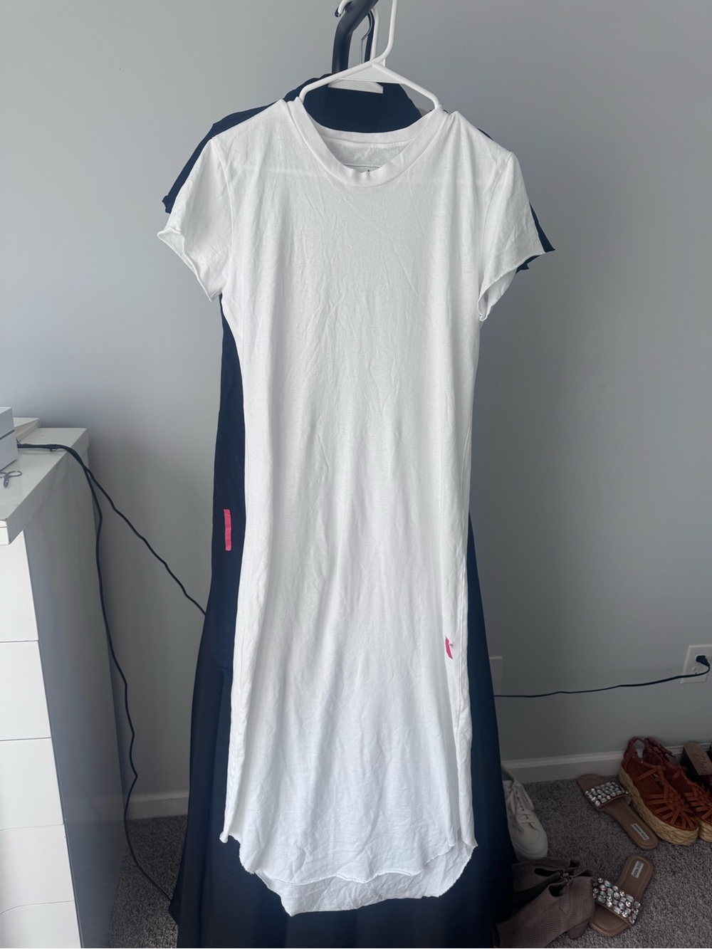 Frank & Eileen White Maxi Dress with Pink Accents